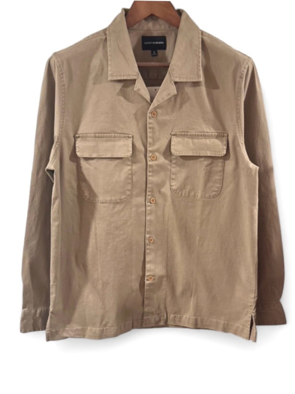 Lucky Brand Stretch Cotton Tan Utility Shirt Jacket Size Men’s Medium